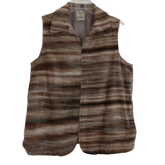 Allison Daley | Vintage  Brown Tan Textured Front Zip Vest | Size 10 - Picture 1 of 6